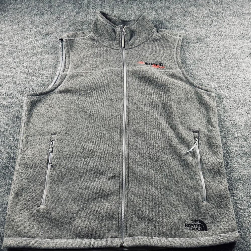 The North Face Mens Gordon Lyons Fleece Vest Grey Full Zip XL Intrepid Logo - Picture 2 of 10